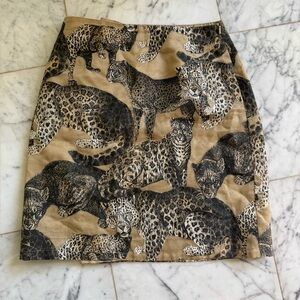 Vintage Jaguar Cheetah Leopard Mini Skirt 8 tan blk mobwife animal print party